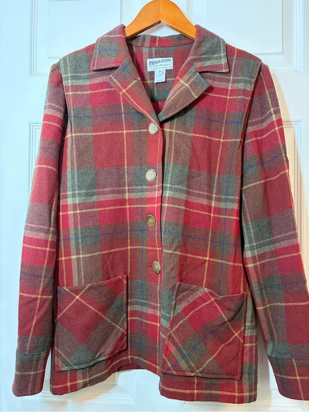 Pendleton Heritage Red Plaid 100% Wool Shacket Jacket Size Medium